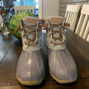 womens salt water wool embossed duck boot - sperry